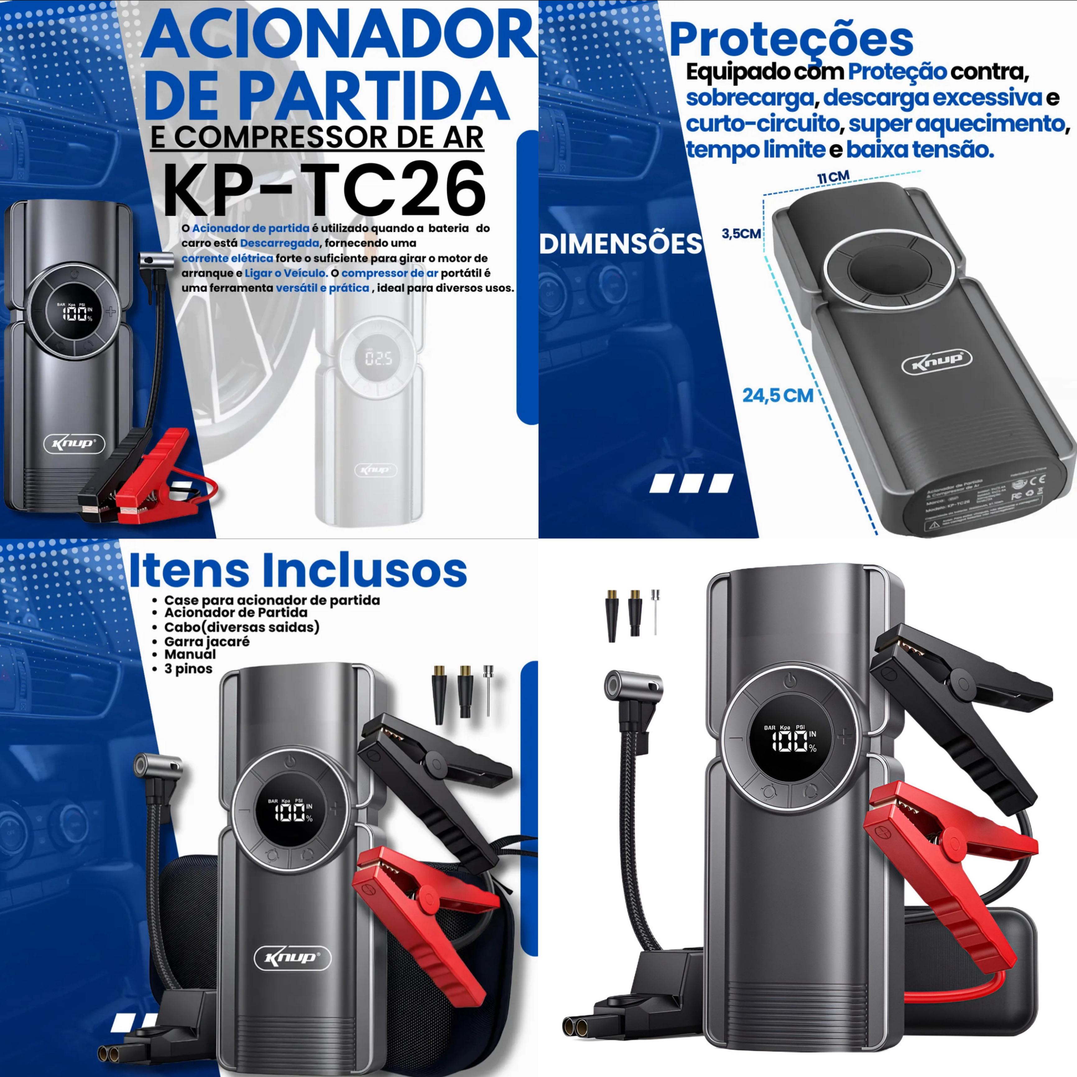 Acionador de Partida + Compressor de Ar KP-TC26